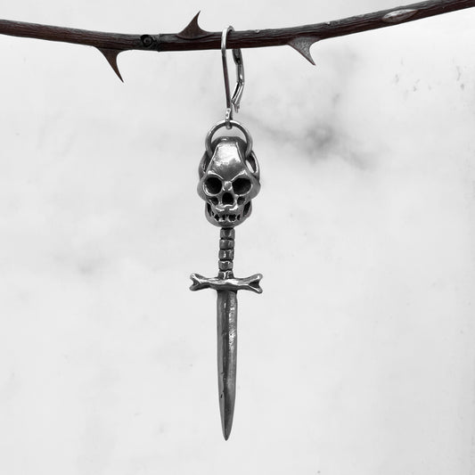 Skull Drop Dagger Earring