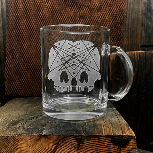 Conjoined Skull Glass Mug