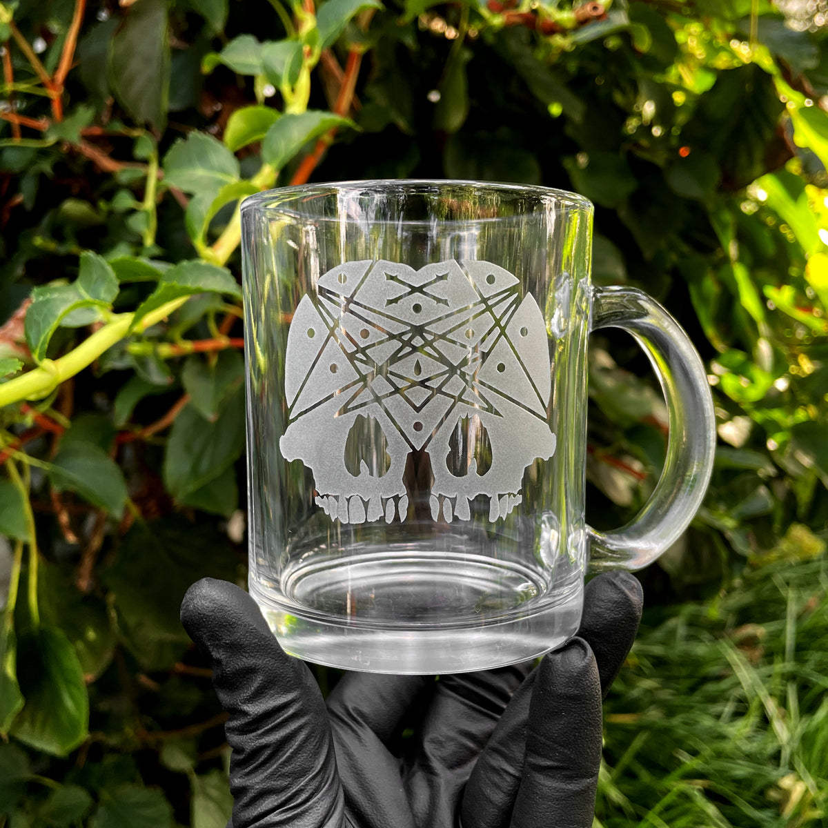 Conjoined Skull Glass Mug