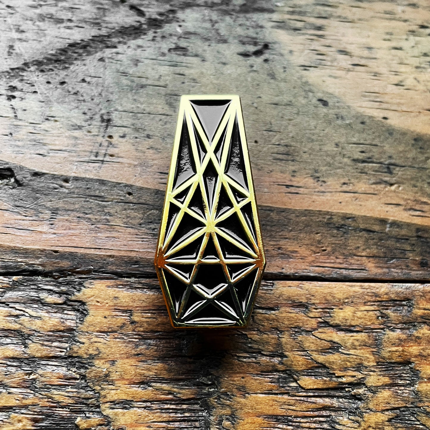 Pentacle Coffin Pin - GOLD