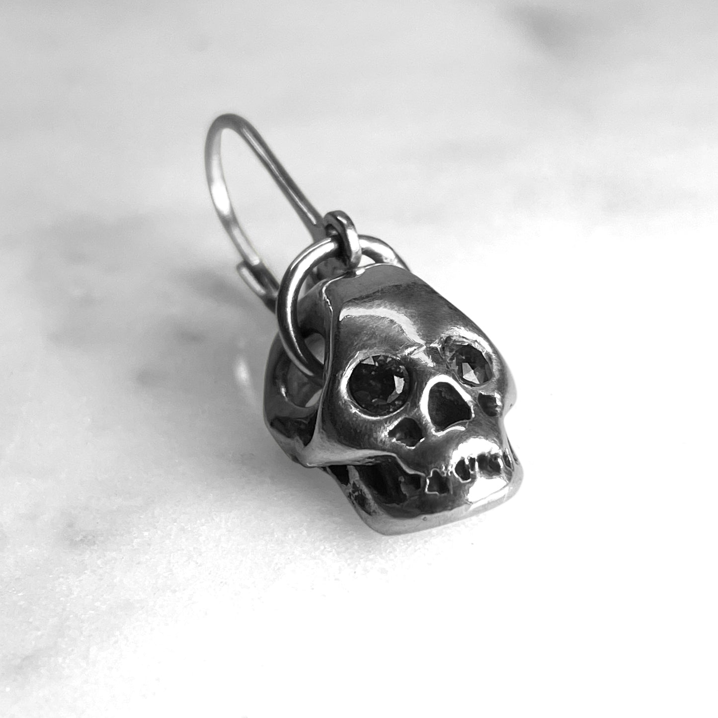Black Onyx Eye Skull Drop Earring