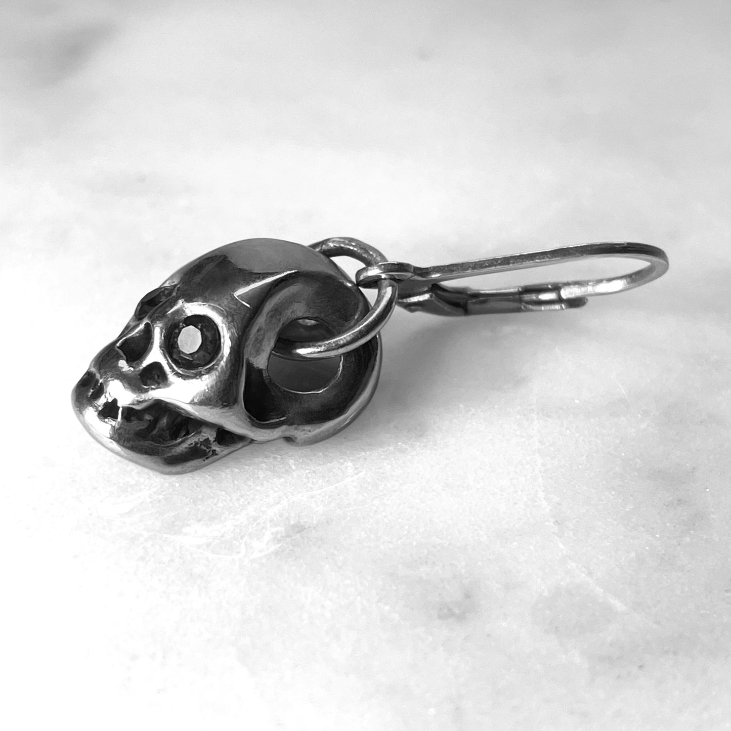 Black Onyx Eye Skull Drop Earring