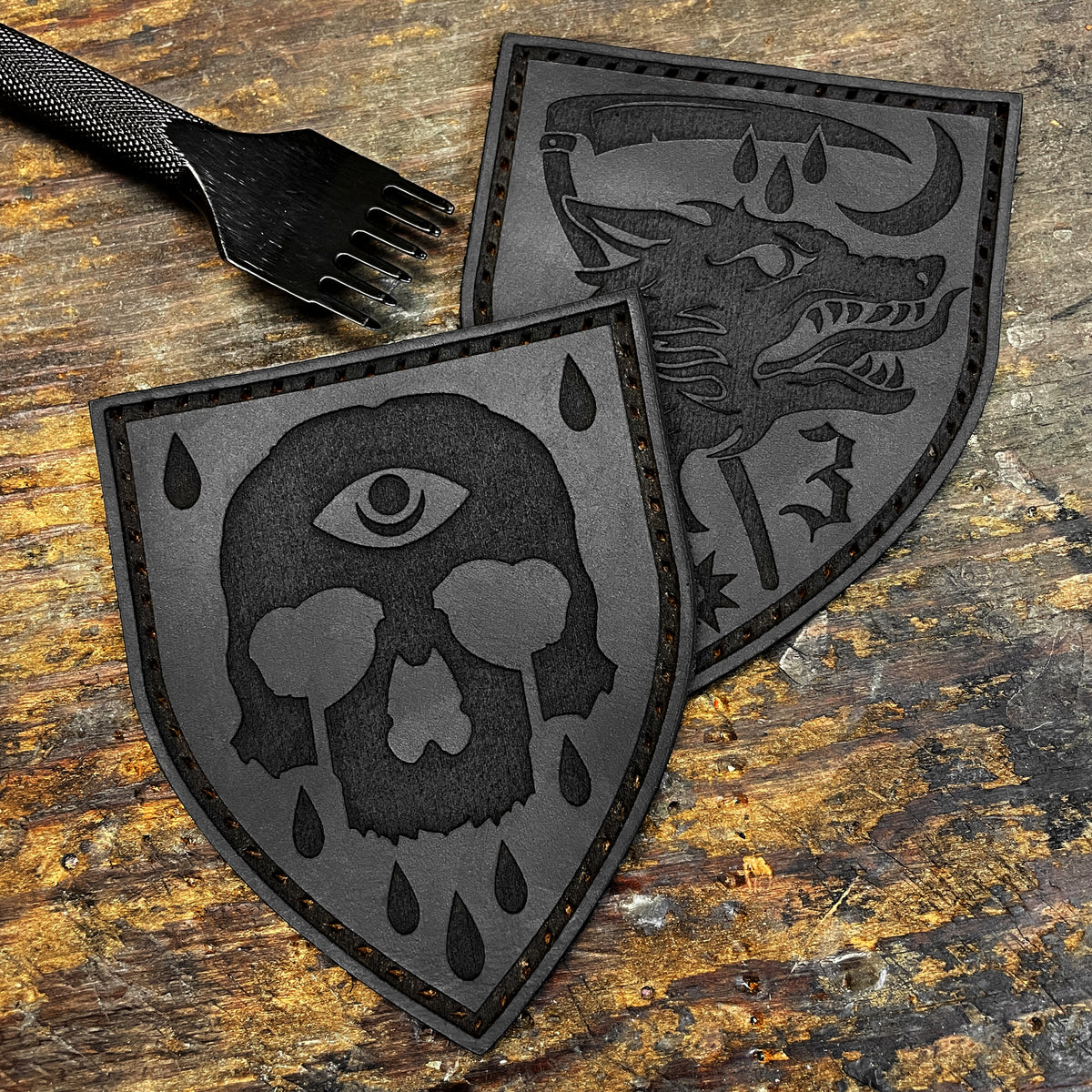 Plague Skull Leather Patch